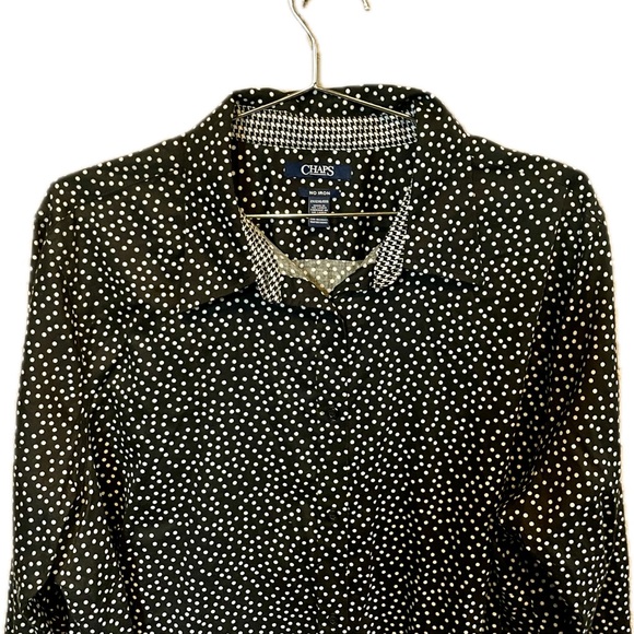Chaps | Black + White Polka Dot Women's Button Down Shirt | Size: XXL - Picture 1 of 6